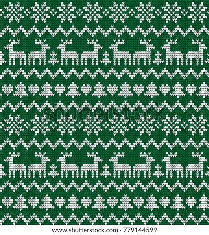 Knitted Christmas and New Year pattern for print