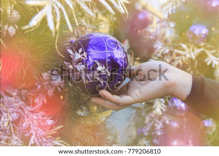 Ball on the Christmas tree In the Christmas season. And new year