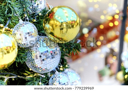Christmas tree decorations and Bokeh Background