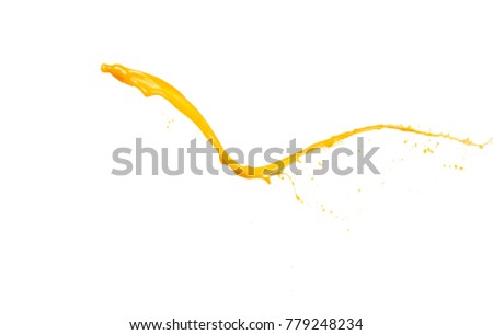 Mango, orange or liquid splashing isolated on white background