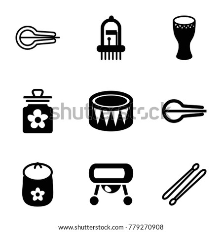 Drum icons. set of 9 editable filled and outline drum icons such as baby toy