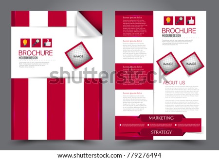 Business flyer design template. Abstract vector background. A4 brochure concept. Red color.