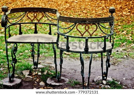 Iron bench with patterns for lovers