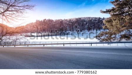 Winter road of free space for your decoration. 