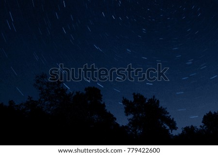 traces of stars on exposure. night sky