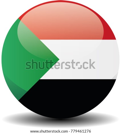 Sudan circle button flag background texture. Vector illustration.