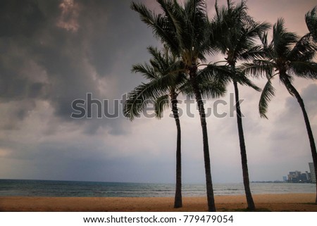 Cloudy day at Waikiki Beach