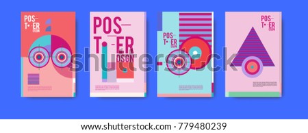 Colorful geometric poster and cover design. Minimal geometric pattern gradients backgrounds. Eps10 vector.