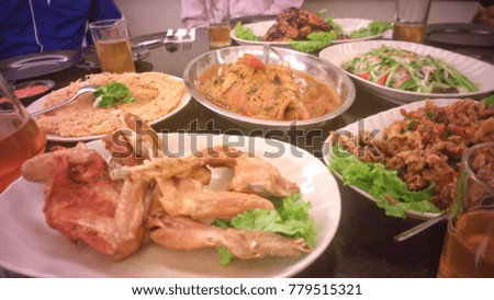 picture of table full with food