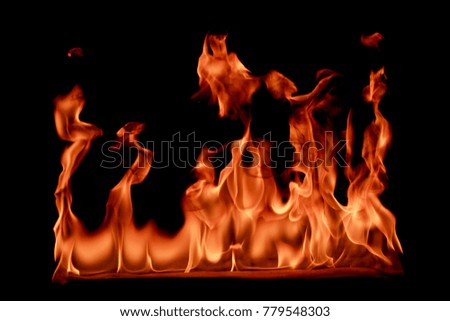 Fire abstract and flames shapes on a black background