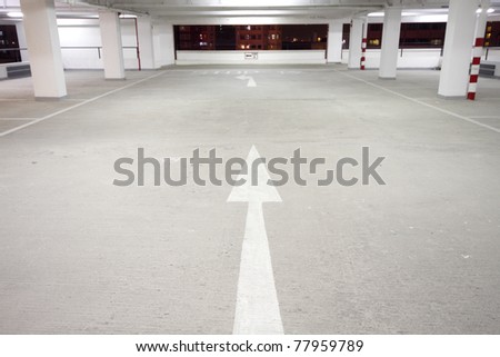 indoor carpark atnight in wode angle