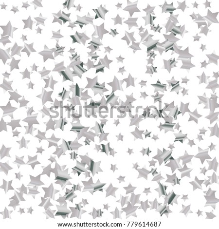 Silver star falling Pattern. Silver grey isolated pattern for your project.Astral Design.Chaotic Decor. Modern Creative Starlight Style. Vector illustration for celebration, party, holiday, invitation
