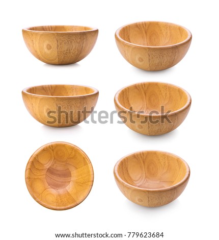 wood bowl on white background Royalty-Free Stock Photo #779623684