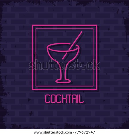 Cocktail neon lights icon