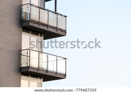 The balcony in a  new block of the aprtments