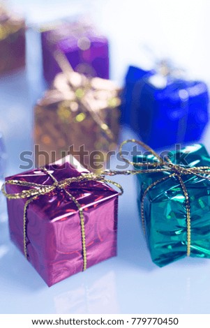 Christmas party celebration presents gift wrapped miniatures.