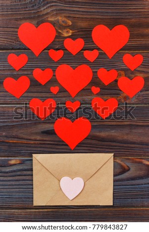 A lot of letters with love. Lover's holiday confession or proposal concept. Valentine day love letter.