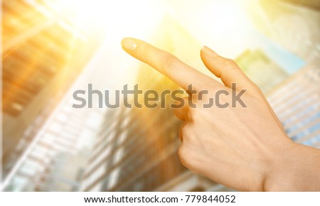 Human hand on blurred background