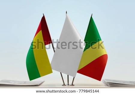 Flags of Guinea-Bissau and Republic of the Congo with a white flag in the middle