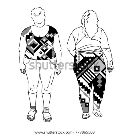 Vector illustration of fat women