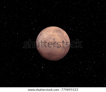 View of Mars from outer space with millions of stars around it "Elements of this image furnished by NASA"