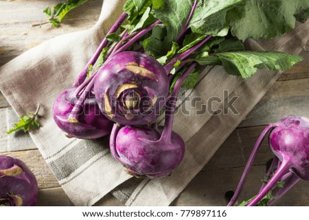Raw Organic Purple Kohlrabi Ready to Eat Royalty-Free Stock Photo #779897116