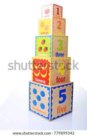children ABC wooden blocks no people with white background stock image and stock photo