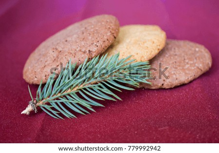 Christmas cookies with a pine branch
