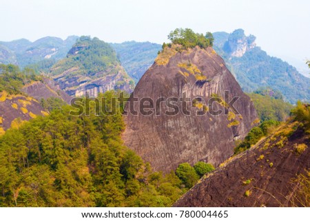 Mount Wuyi scenery. The picture is Huxiao Rock scenic spot of Mount Wuyi. The Mount is located in Nanping, Fujian, China.