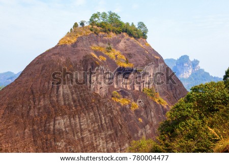 Mount Wuyi scenery. The picture is Huxiao Rock scenic spot of Mount Wuyi. The Mount is located in Nanping, Fujian, China.