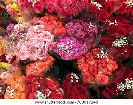 Rose Bouquet on the flower market 
