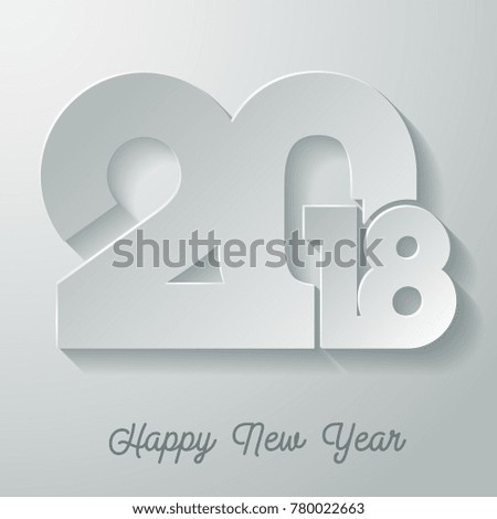 Happy new year 2018 white paper card background