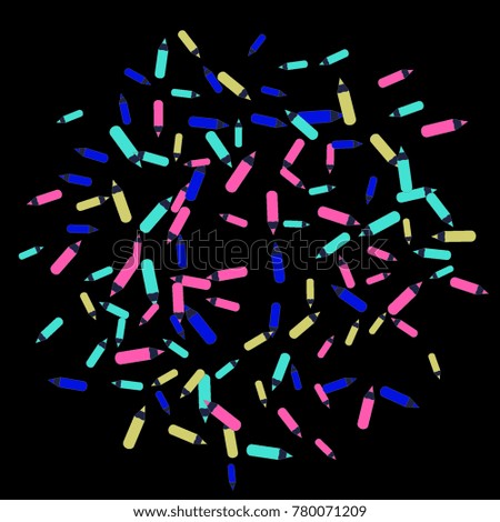 Vector Confetti Background Pattern. Element of design. Color pencils on a black background
