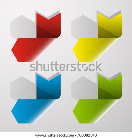 Arrow banners set. Direct shape. 3d Abstract Background. Business infographic presentation diagram. Section compare service. Up and down trend. Paper index. Exact pointer