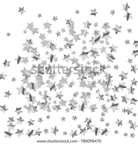 Silver star falling Pattern. Silver grey isolated pattern for your project.Astral Design.Chaotic Decor. Modern Creative Starlight Style. Vector illustration for celebration, party, holiday, invitation