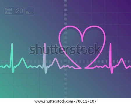 Electrocardiogram with heart. ECG. Heart pulse.
