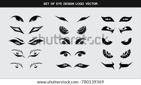 Set of funny, tribal, and evil eyes in the dark simple - vector illustration
