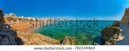 Portugal, Albufeira,  portuguese beach with cliffs PRAIA DO TÃ?NEL (PENECO) Royalty-Free Stock Photo #780149869