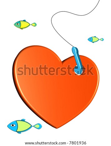 Heart on hook colorful valentines  illustration