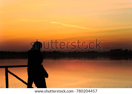 Sunset on the water. 
romantic.good memory.