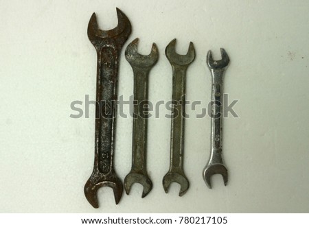 set of old rusty spanners