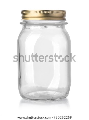 empty glass jar isolated on white with clipping path Royalty-Free Stock Photo #780252259