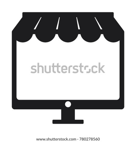illustration of shopping online, monitor icon 