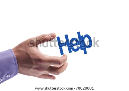 Help word in male hand