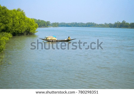 World Largest Mangrove forest in Bangladesh nearby a beautiful river.