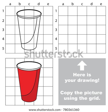 Copy the picture using grid lines, the simple educational game for preschool children education with easy gaming level, the kid drawing game with Paper Cup