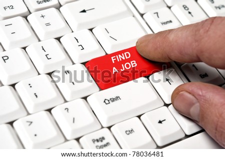 Find a job key pressed by male hand