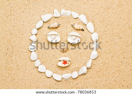 smile of shells on the sand.  funny smile