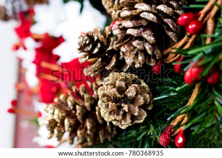 Pine Cones on a Christmas Holiday Wreath