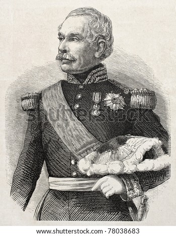 Old engraved portrait of Marechal Randon, French military and political leader. Created by Marc, published on L'Illustration Journal Universel, Paris, 1857